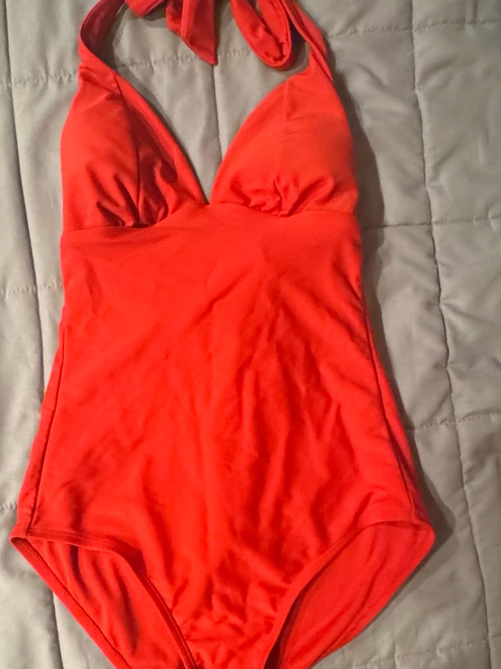 Shade & Shore Girls' Halter One-Piece Swimsuit in Vibrant Orange-Red